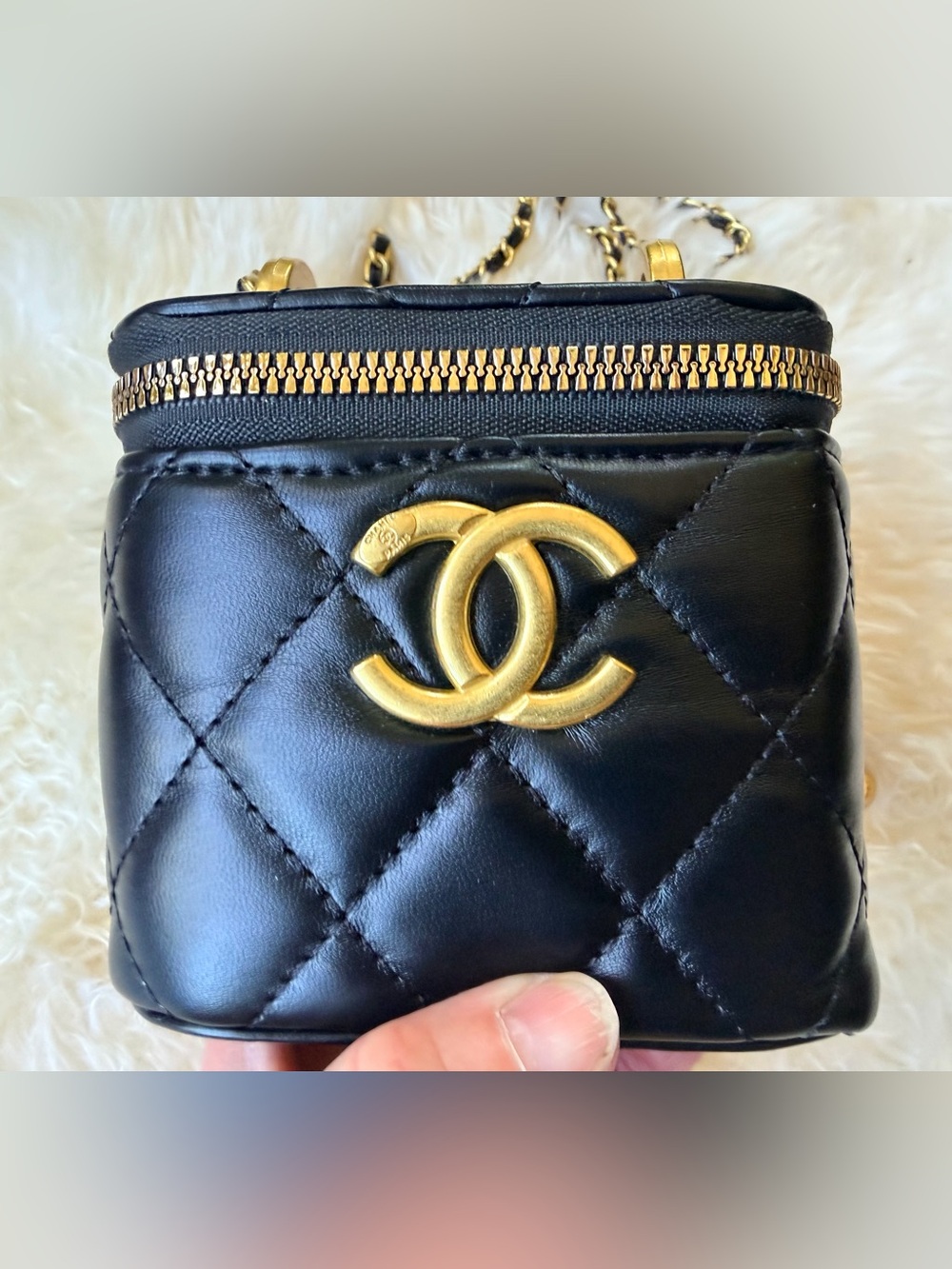 Fashion Chanel Mini Black PU Leather Ball Box Bag. NEW in Chanel (Damaged) Box - Picture 4 of 15